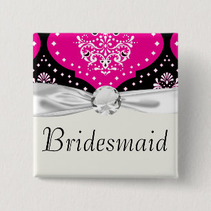 mager roze witte hennep vierkante button 5,1 cm