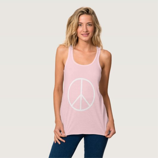 Mager Witte Vredessymbool Tanktop (Volledige Voorkant)