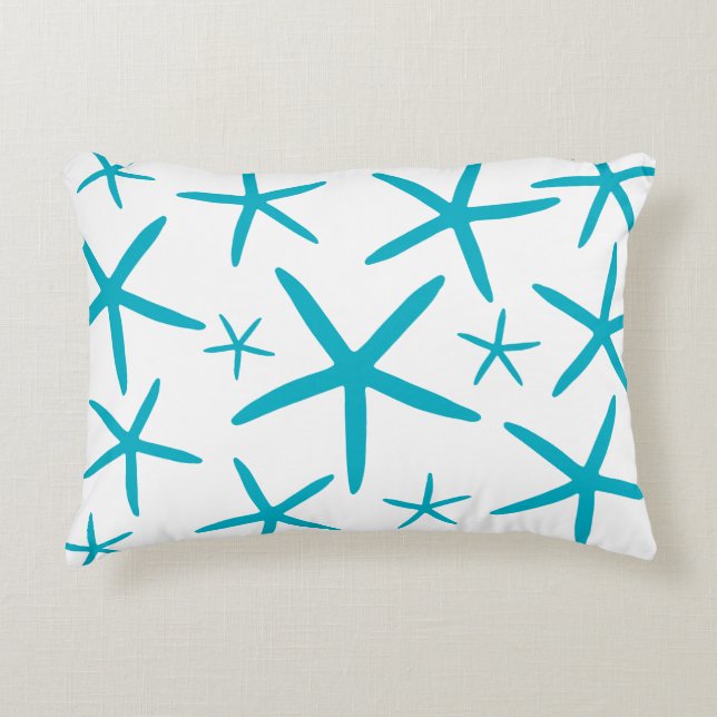 mager zeester | Caribbeanblauw Decoratief Kussen (Voorkant)