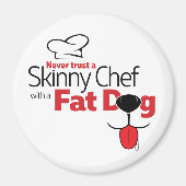 Magere Chef Fat Dog (wit 3" rond) Magneet (Voorkant)