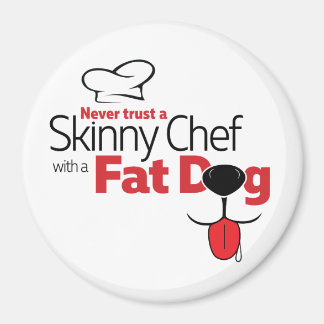 Magere Chef Fat Dog (wit 3" rond) Magneet