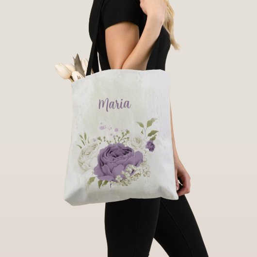 Magere en witte bloemen tote bag (Dichtbij)