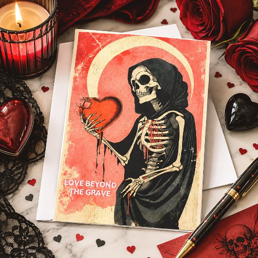 Magere Hein met Hart Gothische Valentijn Kaart