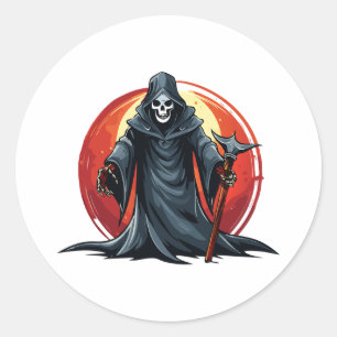 Magere Hein met zeis dood Ronde Sticker