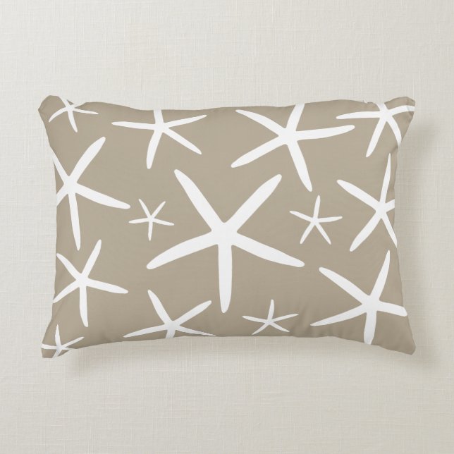 magere zeester | Tan Sand Decoratief Kussen (Voorkant)