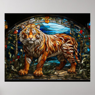 *~* Magestic Bold TIGER 5:4 AP68 Glas in lood Poster
