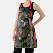 MAGGIE Black chow All-Over Print Apron Schort (Insitu)