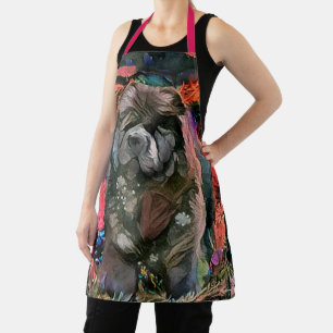 MAGGIE Black chow All-Over Print Apron Schort