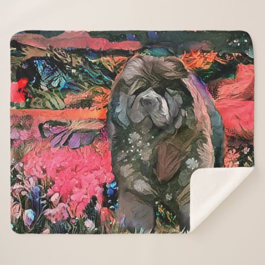 MAGGIE black chow SHERPA BLANKET 3 maten Sherpa Deken (Voorkant (horizontaal))