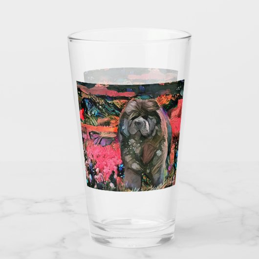 MAGGIE de chow 16 oz glas-design voor & achter Glas (Achterkant)