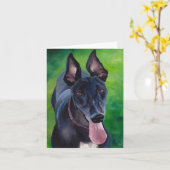 Maggie de Greyhound Dog Art Note Kaart (Gele Bloem)