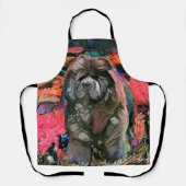 MAGGIE de zwarte Chow All-Over Print Schort (Voorkant)