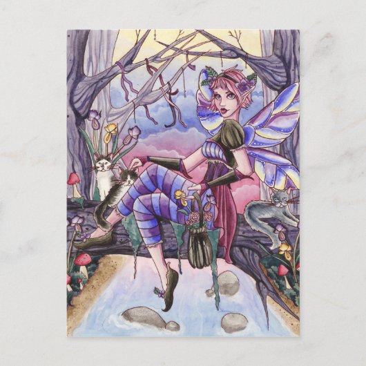 Maggie - Fairy en Cat Briefkaart (Voorkant)