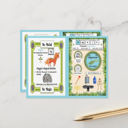 Maggie - Magnesium Horn Unicorn Game Kaart (Voorkant / Achterkant in situ)