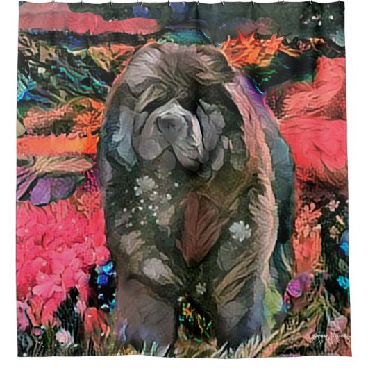 MAGGIE the black chow - Douchegordijn of display (Voorkant)