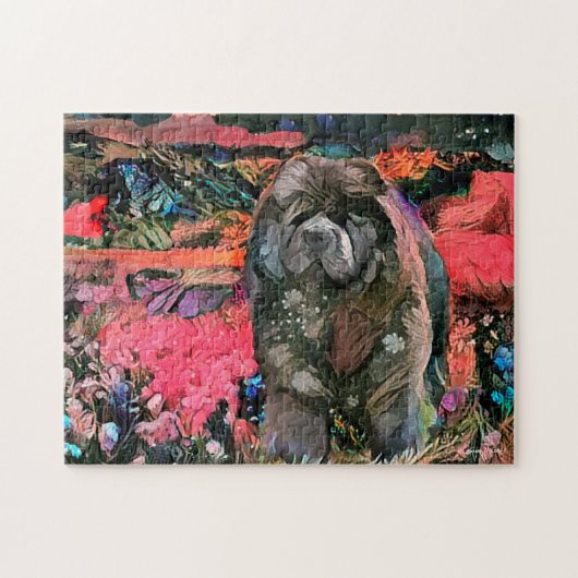 Maggie the Black Chow Jigzaag Puzzle. Grootte kiez Legpuzzel (Horizontaal)
