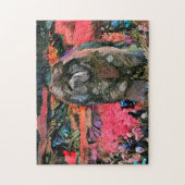 Maggie the Black Chow Jigzaag Puzzle. Grootte kiez Legpuzzel (Verticaal)