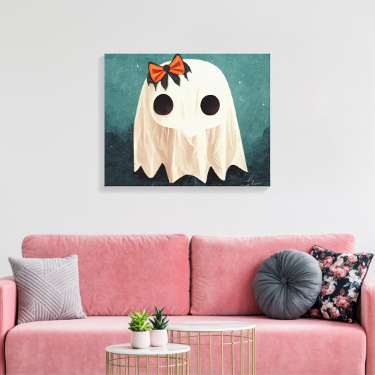Maggie The Friendly Ghost ・ Cute Halloween Art Canvas Afdruk (Insitu (Woonkamer))