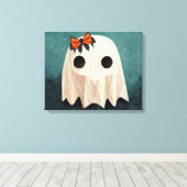 Maggie The Friendly Ghost ・ Cute Halloween Art Canvas Afdruk (Insitu (Houten vloer))