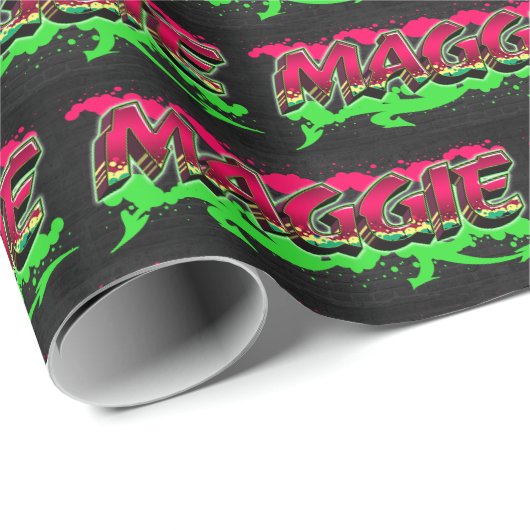 Maggie Vorname Name Graffiti red green Cadeaupapier (Rol Hoek)