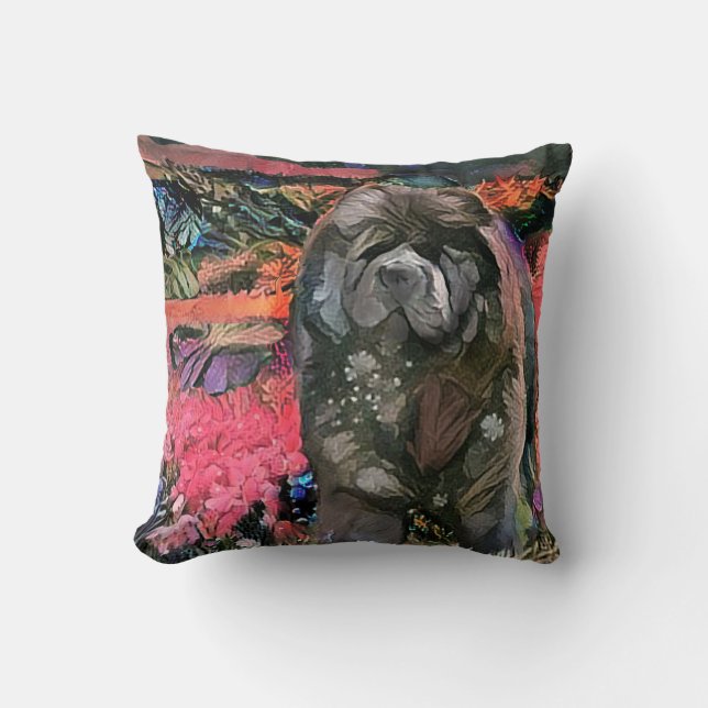 MAGGIE zwart chow kussen - kies maat en stof (Voorkant)