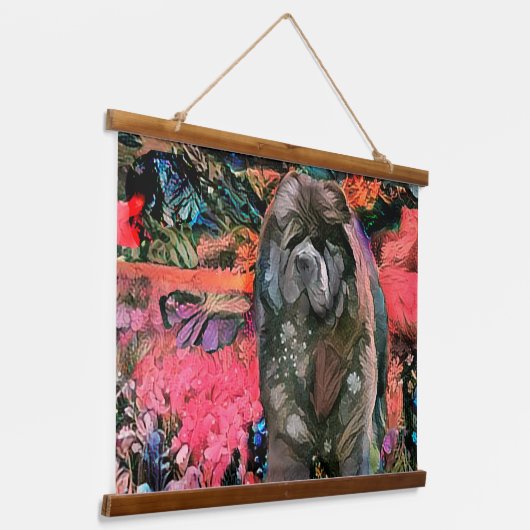 MAGGIE zwart chow wandtapijt Hangend Wandkleed (Gebogen)