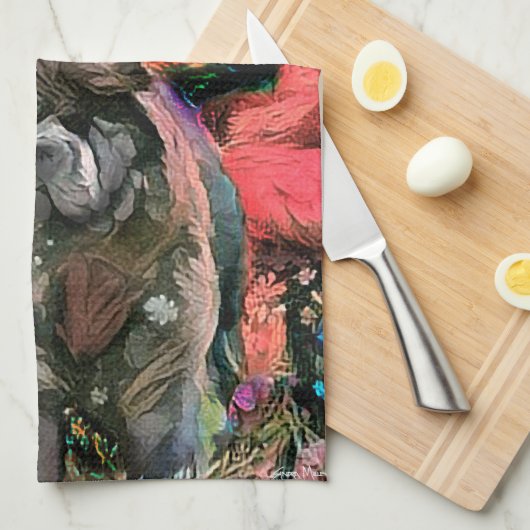 MAGGIE zwarte chow keukenhanddoek (Quarter Fold)