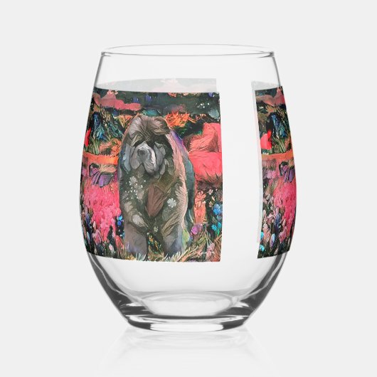 MAGGIE zwarte chow Stemless wijnglas Wijnglas Zonder Voet (Voorkant)