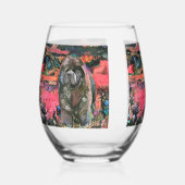 MAGGIE zwarte chow Stemless wijnglas Zonder Voet (Voorkant)