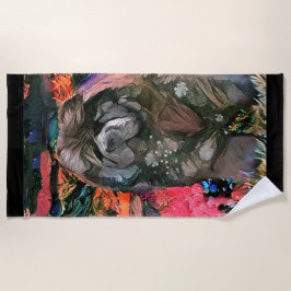 MAGGIE zwarte chow strandlaken