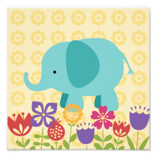 Maggie's Menagerie Nursery Prints: Blauwgroen olif Foto Afdruk