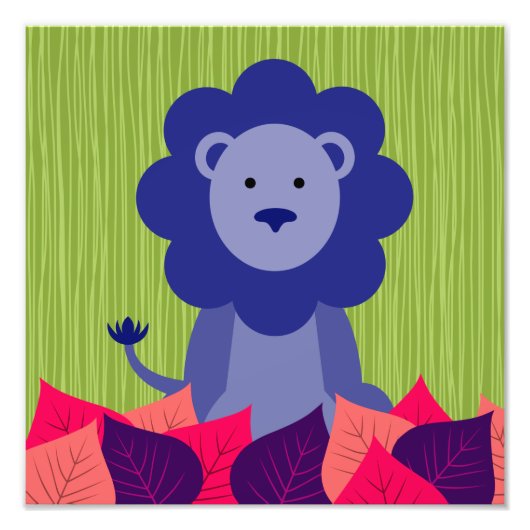 Maggie's Menagerie Nursery Prints: Lavendar Lion Foto Afdruk (Voorkant)