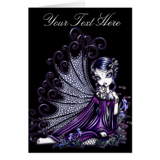 "Maggy" Plum Dragonfly Fairy Art Card (Voorkant)