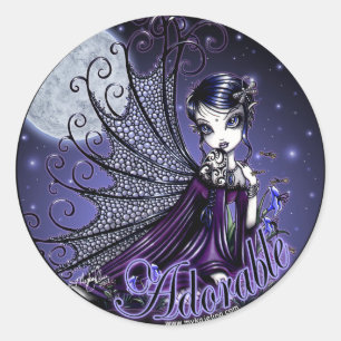 "Maggy"-stickers Victoriaans Gothic Moon Light Fai Ronde Sticker