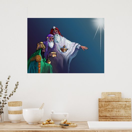 MAGI KINGS 3 WISEMEN EN STAR van SHARON SHARPE Poster (Keuken)