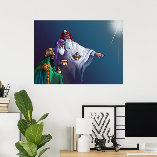 MAGI KINGS 3 WISEMEN EN STAR van SHARON SHARPE Poster (Thuiskantoor)
