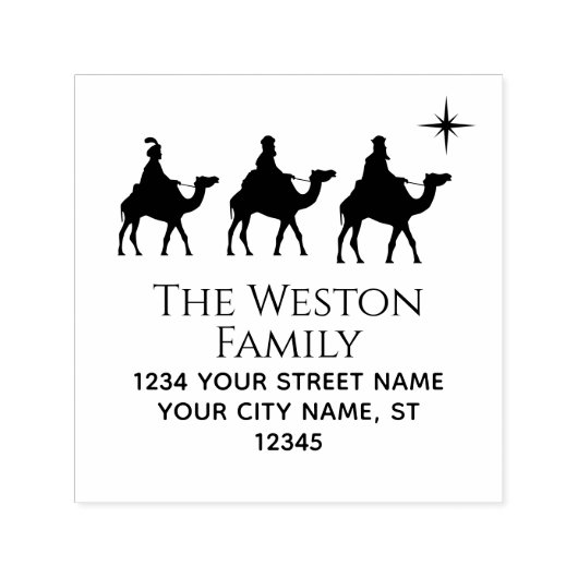 Magi Wisemen Kings Star Xmas #2 Naam Adres Zelfinktende Stempel (Design)