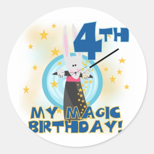 Magic 4th Birthday Tshirts en Gifts Ronde Sticker (Voorkant)