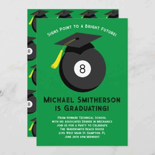 Magic 8 Ball Pool Afstudeerfeest Kaart (Voorkant / Achterkant)
