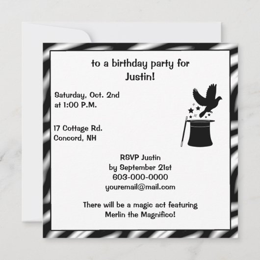 Magic Act: Verjaardag van duif, Pet en sterren Kaart (Achterkant)