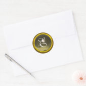 MAGIC AGATE MONOGRAM heldere, levendige gele grijs Ronde Sticker (Envelop)