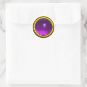 MAGIC AMETHYST, heldere, levendige gele paars Ronde Sticker (Tas)