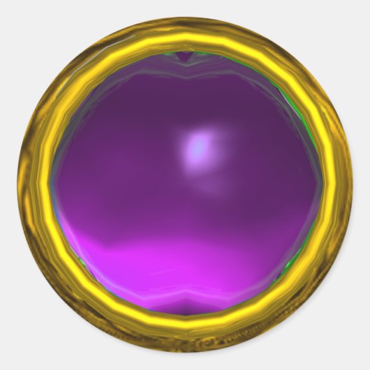 MAGIC AMETHYST, heldere, levendige gele paars Ronde Sticker (Voorkant)