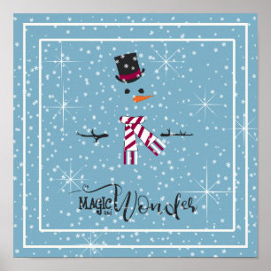 Magic and Wonder Kerstmis Snowman Blue ID440 Poster