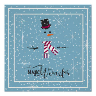 Magic and Wonder Kerstmis Snowman Blue ID440 Poster
