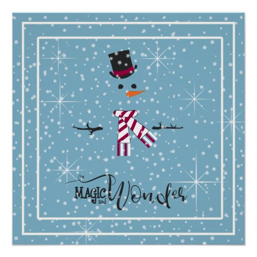 Magic and Wonder Kerstmis Snowman Blue ID440 Poster (Voorkant)