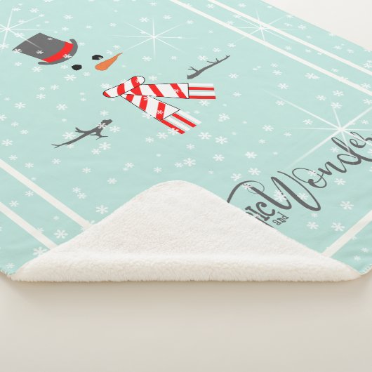 Magic and Wonder Kerstmis Snowman Mint ID440 Sherpa Deken (3/4)