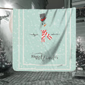 Magic and Wonder Kerstmis Snowman Mint ID440 Sherpa Deken