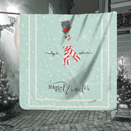 Magic and Wonder Kerstmis Snowman Mint ID440 Sherpa Deken