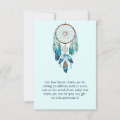Magic Aquamarine Dreamcatcher Baby shower Bedankkaart (Achterkant)